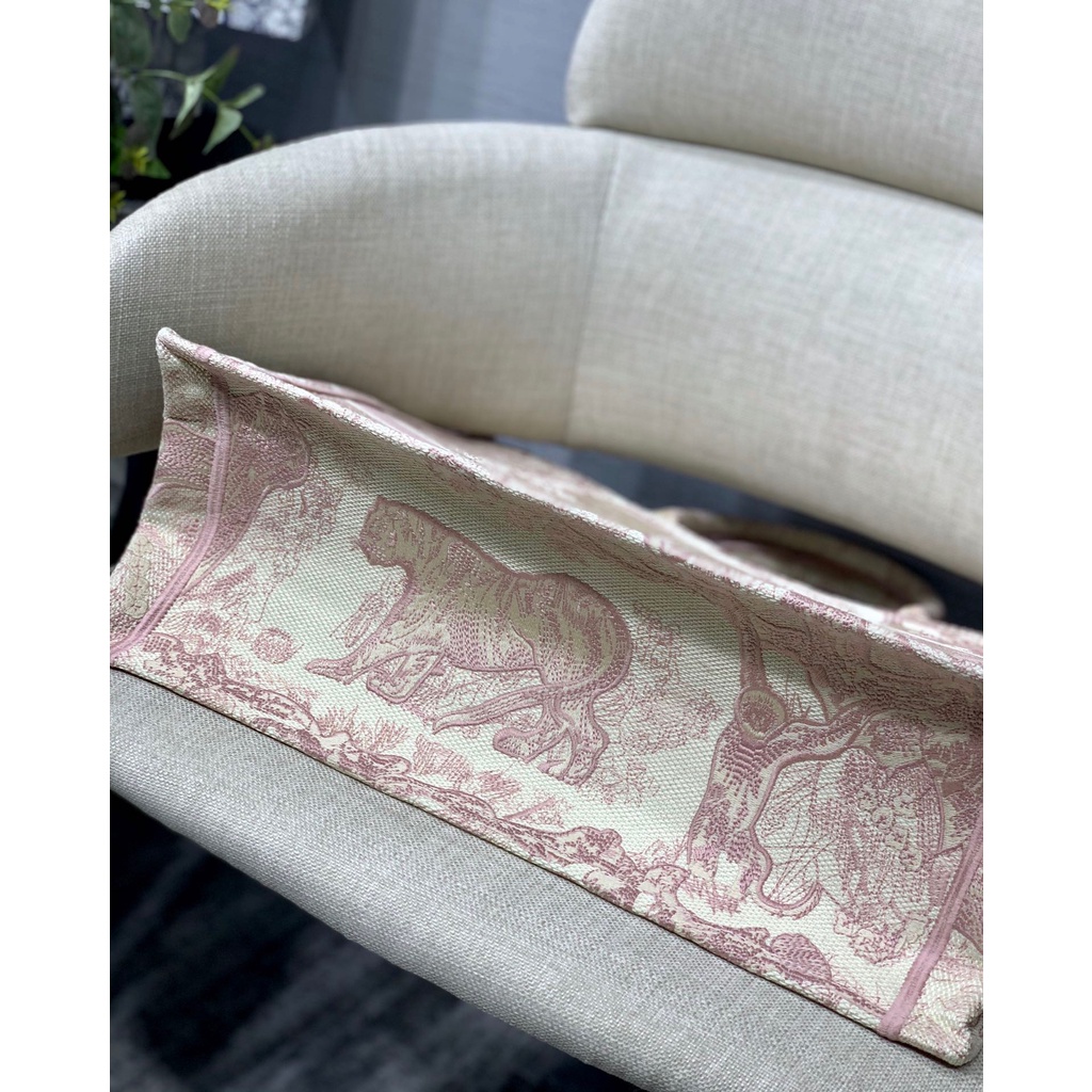 premium tas CD book tote pink toile de jouy embroidery