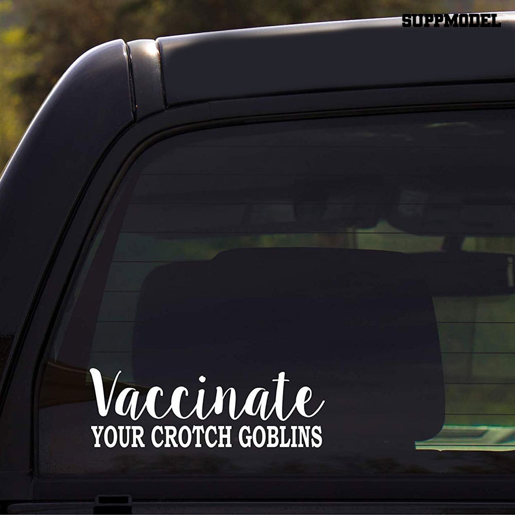 Sticker Decal Reflektor Dekorasi Mobil Gambar Lucu Tulisan Vaccinate Your Crotch