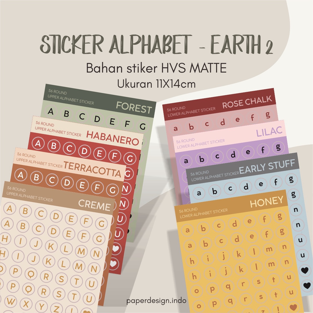 

PAPERDESIGN.INDO - STICKER ALPHABET ROUND EARTH COLOR part 2 TEMPELAN DEKORASI AESTHETIC