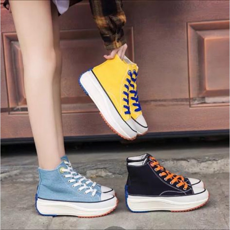 sneakers wedges boot kanvas terlaris la 07