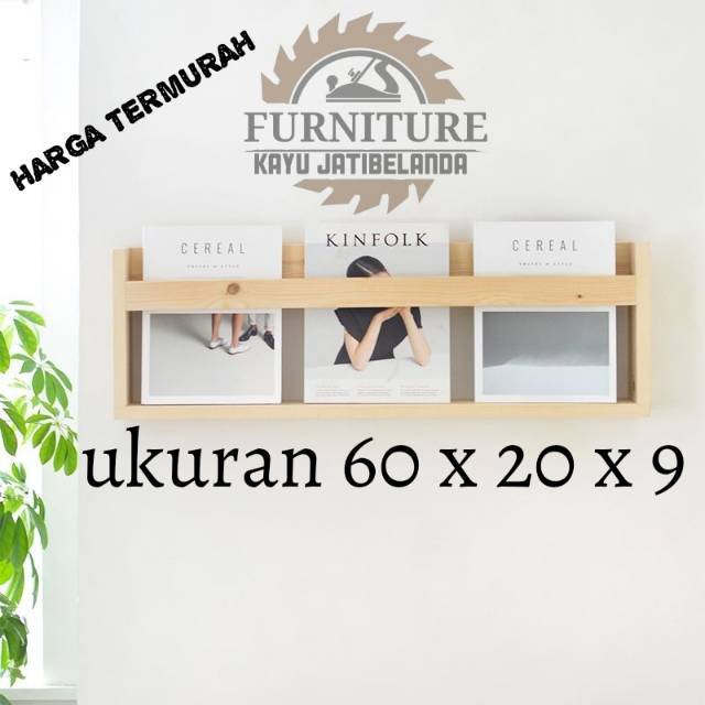 Rak dinding buku kayu jati belanda