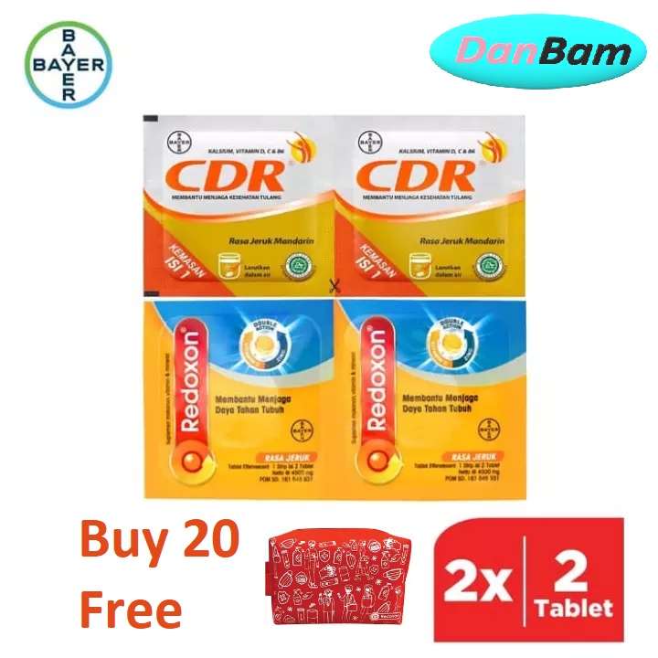 CDR Suplemen Kalsium 2 Sachet &amp; Redoxon Vitamin C + Zinc 2 Sachet