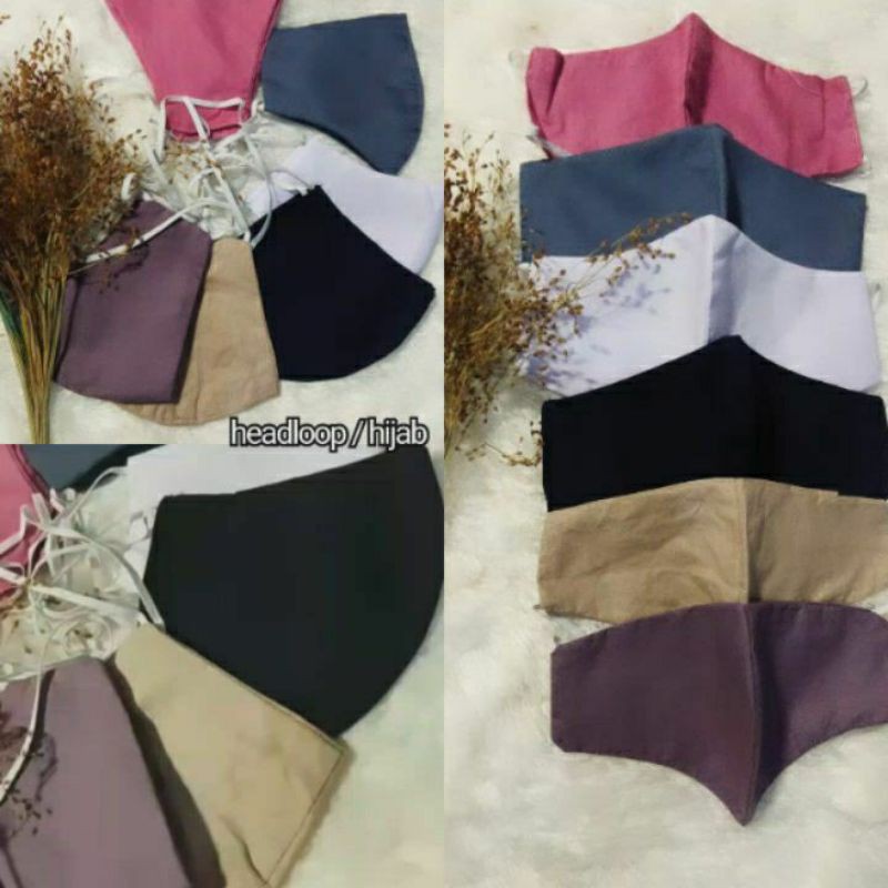 MASKER KAIN NON MEDIS - POLOS - READY STOK (3 LAPIS/PLY - EARLOOP DAN HEADLOOP)