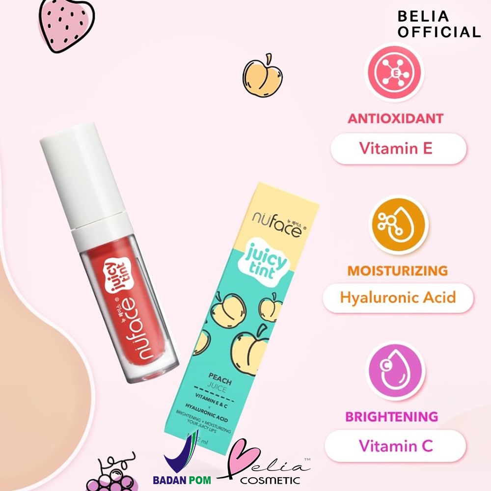 ❤ BELIA ❤ NUFACE Lip Cream &amp; Tint Series | Matte | Juicy LipTint | Kosmetik Bibir | Korean Series | Grape Strawberry Peach Juice Korea Namsan Jeju Gangnam Nami Incheon Donghae Busan Ulsan Seoul Daegu Itaewon | BPOM