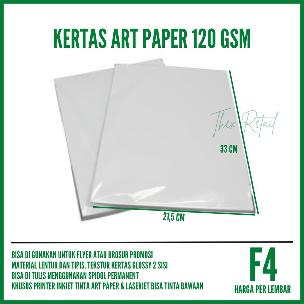 

Kertas Art Paper F4 120 gsm Isi Per Lembar / Art Paper F4 120 gr