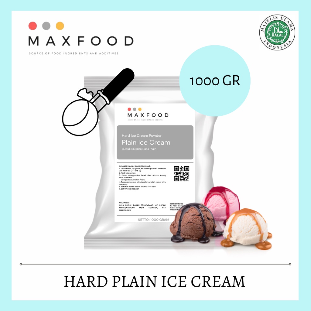 

MAXFOOD - Hard Plain Ice Cream / Bubuk Es Krim Rasa Plain 1 Kg