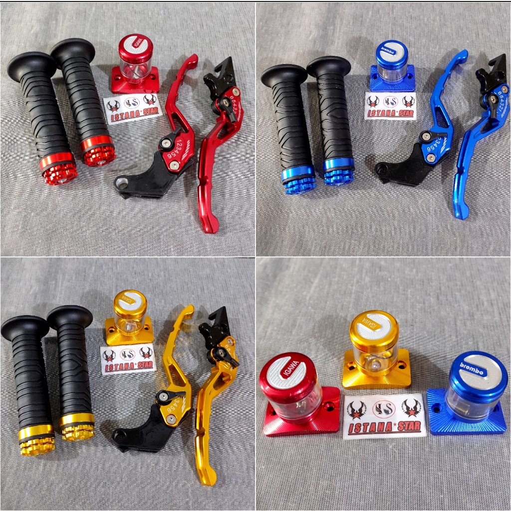 1 Paket handle stelan+tutup minyak+grip ring cnc untuk pemakaian motor Tiger, satria fu, sonic, cb, cbr, cb150 dan verza