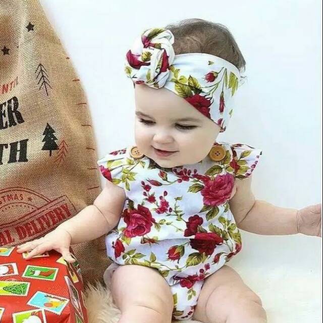 Jumper bandana baby flower jumper baby  baju baby