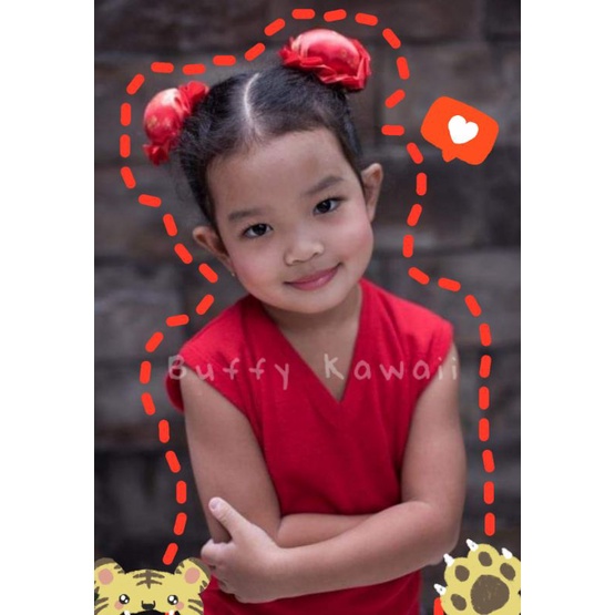 Bando imlek anak Pompom cheongsam sincia CNY xincia jepit cepol chunli chinese asia cosplay