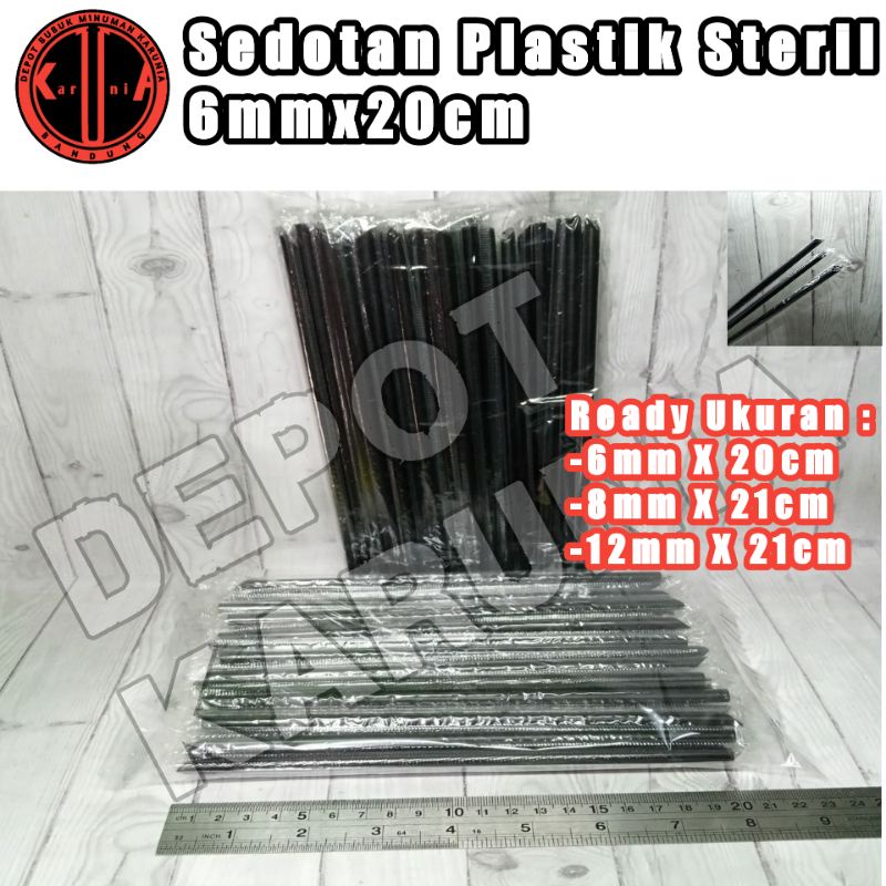 Sedotan Plastik Lurus Steril Ujung Runcing 6mm / Sedotan Boba 8mm