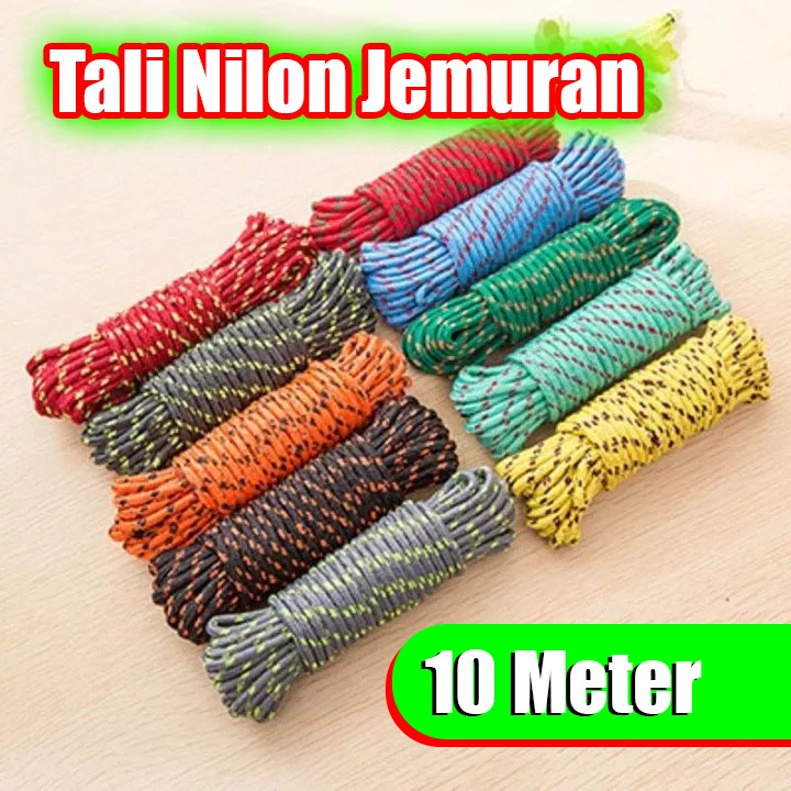 Tali Nilon 10 Meter Serbaguna Jemuran Pengikat Outdoor Nylon Rope / Tali Jemuran Nilon 10 Meter Tali Tambang Serbaguna