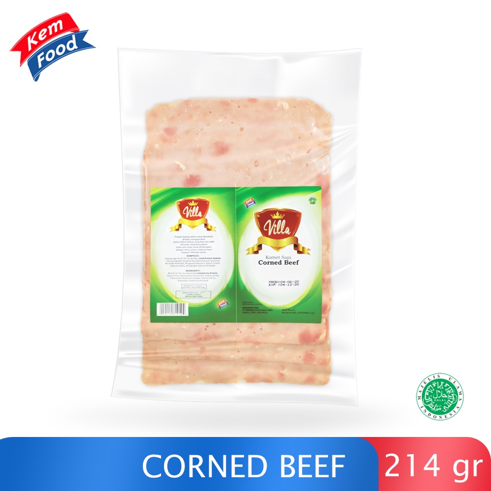 Villa Beef Corned - Kornet Daging Sapi Slice -  214gr