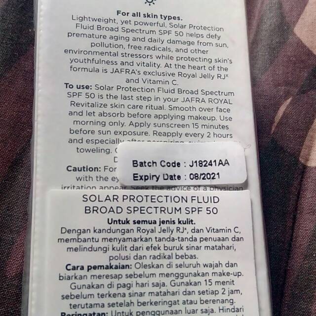 Sunscreen revitalize jafra