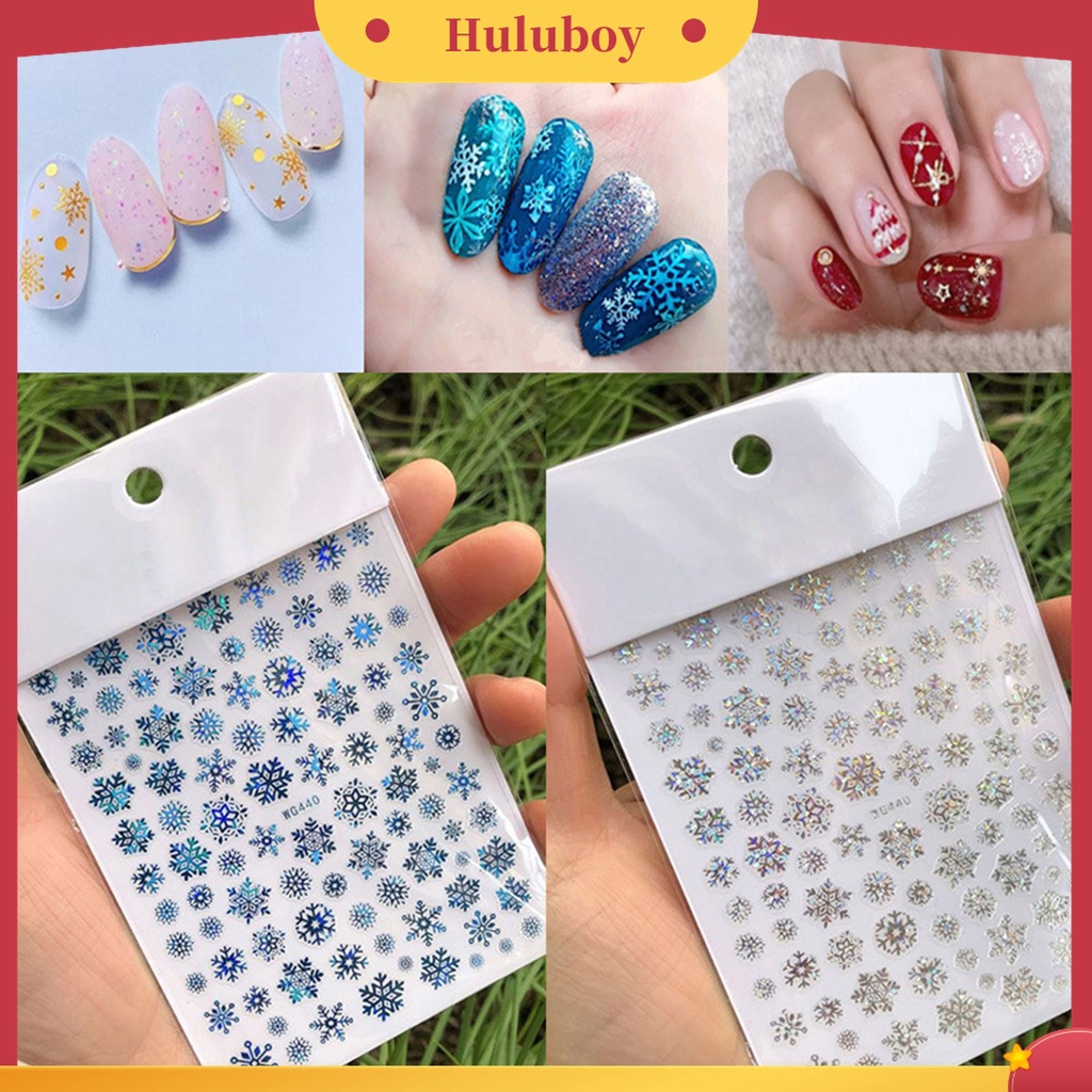 Huluboy Huluboy♡ Stiker Kuku Motif Snowflake Natal Untuk Manicure Charms