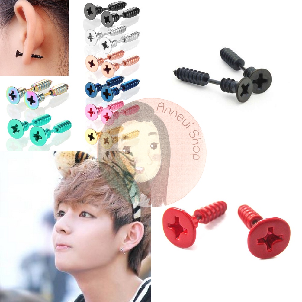 BP0078 - Anting Tusuk Tindik Piercing Screw Baut Kpop Korea BTS Jungkook Taehyung NCT EXO Bigbang