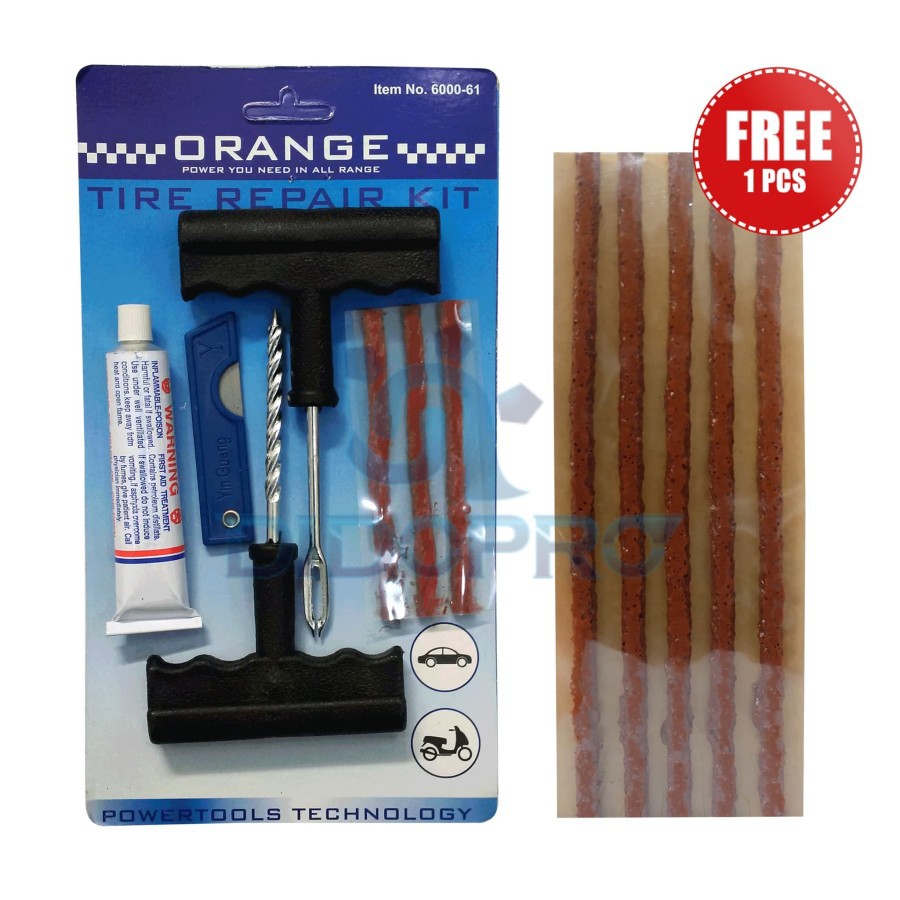 PROMO!!! Alat Tambal Ban Tubles, Tire Repair Kit Orange