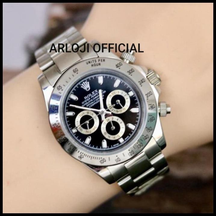 Jam Tangan Rolex Daytona 1992 Crono Aktif Silver Black Anti Air