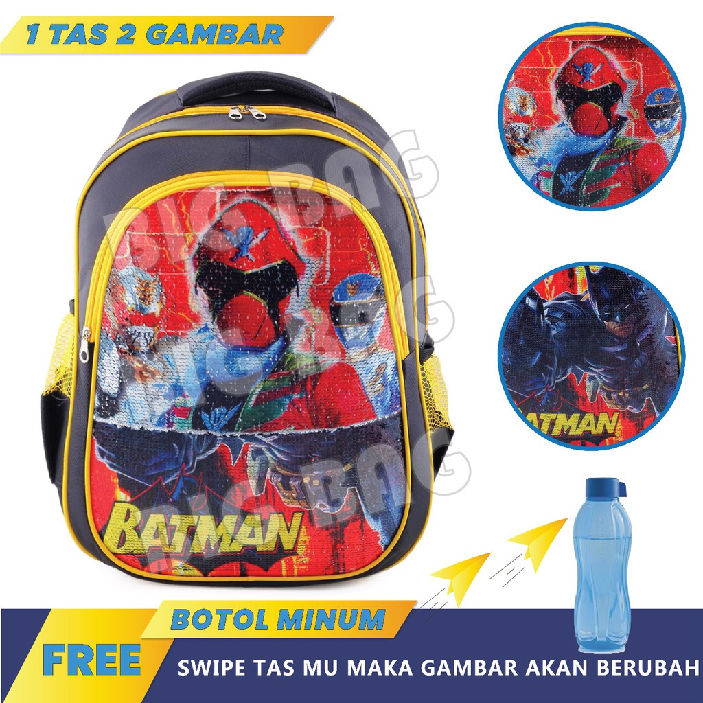 Tas Ransel Usap Anak Laki Laki Karakter Batman power Rangers + FREE BOTOL - Tas Sekolah Best Seller