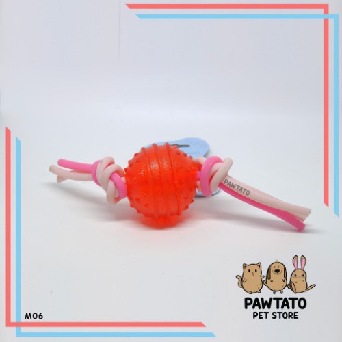 Mainan Anjing Rubber Ball Bola Tali Elastic Rope Fetch Play Time Run Main Tarik Tug War Poodle Pug P