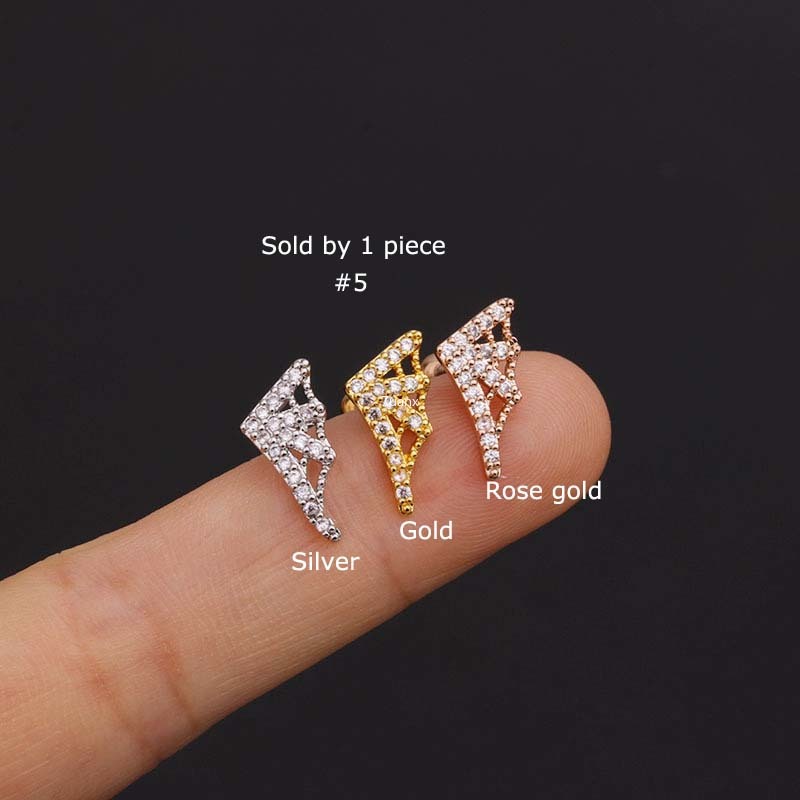 1pc Anting Stud Tindik Bentuk Bunga Butterfly Bahan Stainless Steel 20 Gage