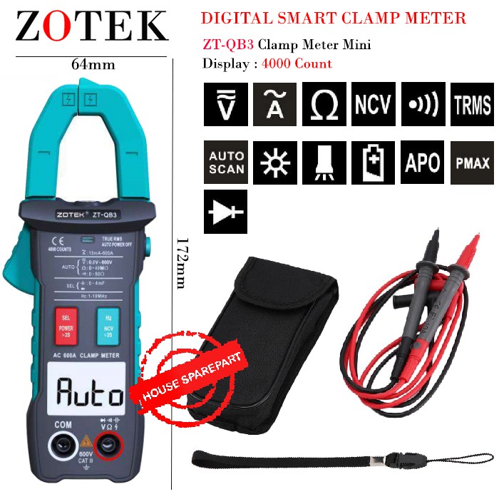 Zotek ZT-QB3 Smart Clamp Meter With Capacitance Tang Ampere AC DCe