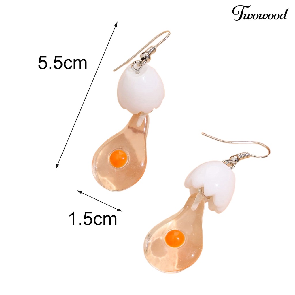 Twowood 1 Pair Drop Earrings Bulb Shape Broken Egg Women All Match Lightweight Cute Hook Earrings for Daily Wear