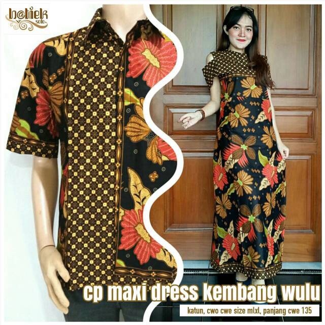 Couple Dress Maxi Kembang Wulu Batik Sarimbit