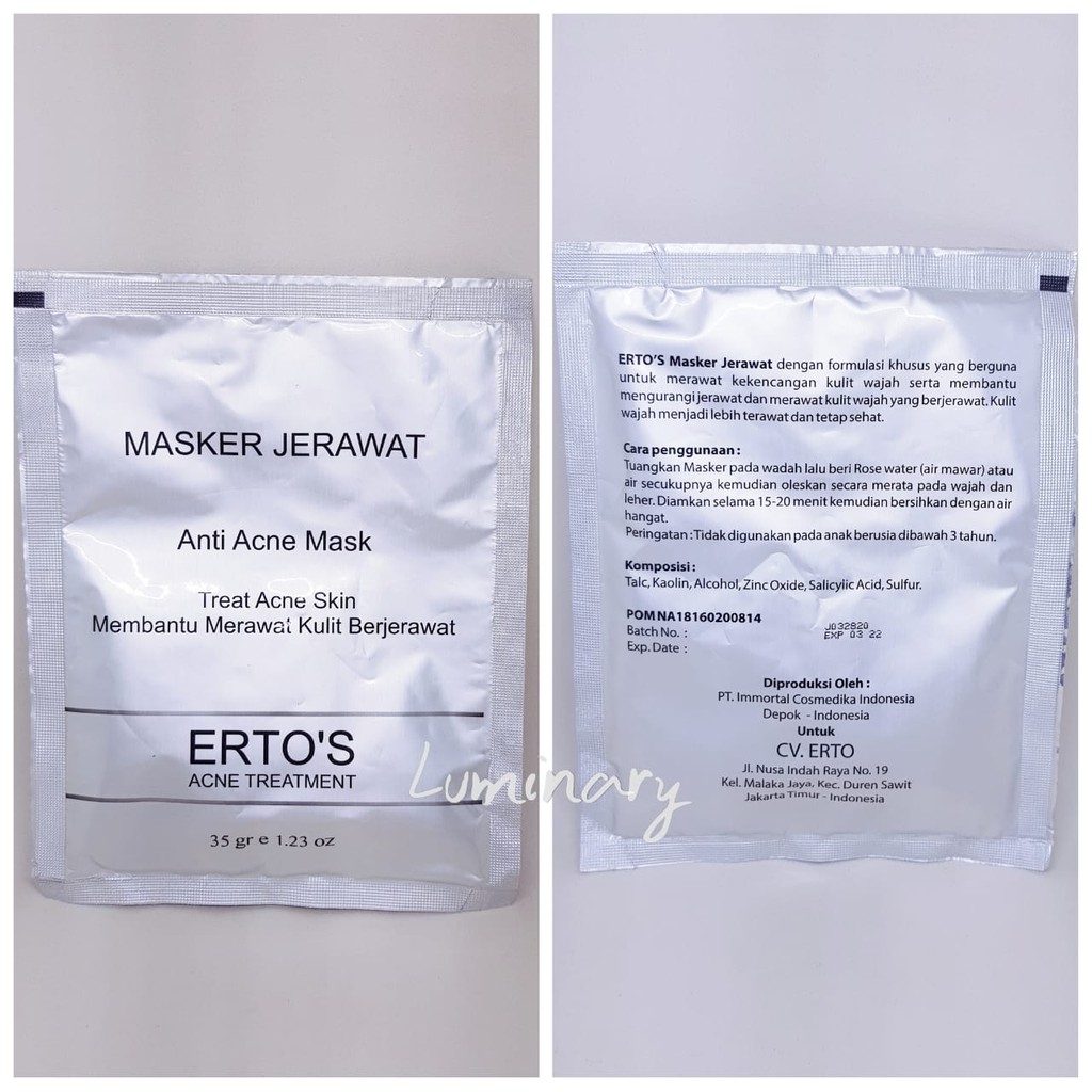 Ertos Anti Acne Mask Ertos Masker Jerawat