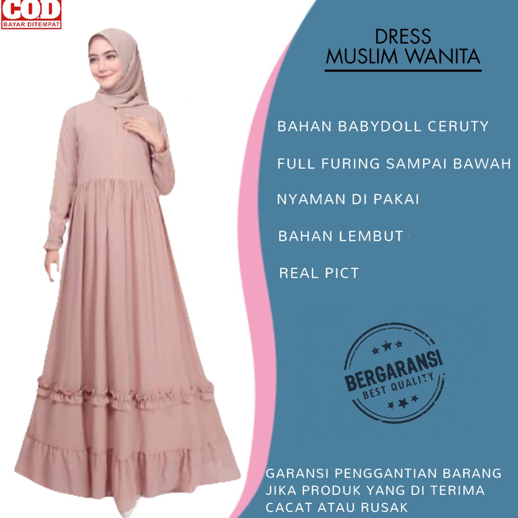 Baju Gamis Pesta Ceruti Wanita Muslim Terbaru 2021 Lebaran Gamis Syar'i asdf Turki Ibu Ibu TZ09