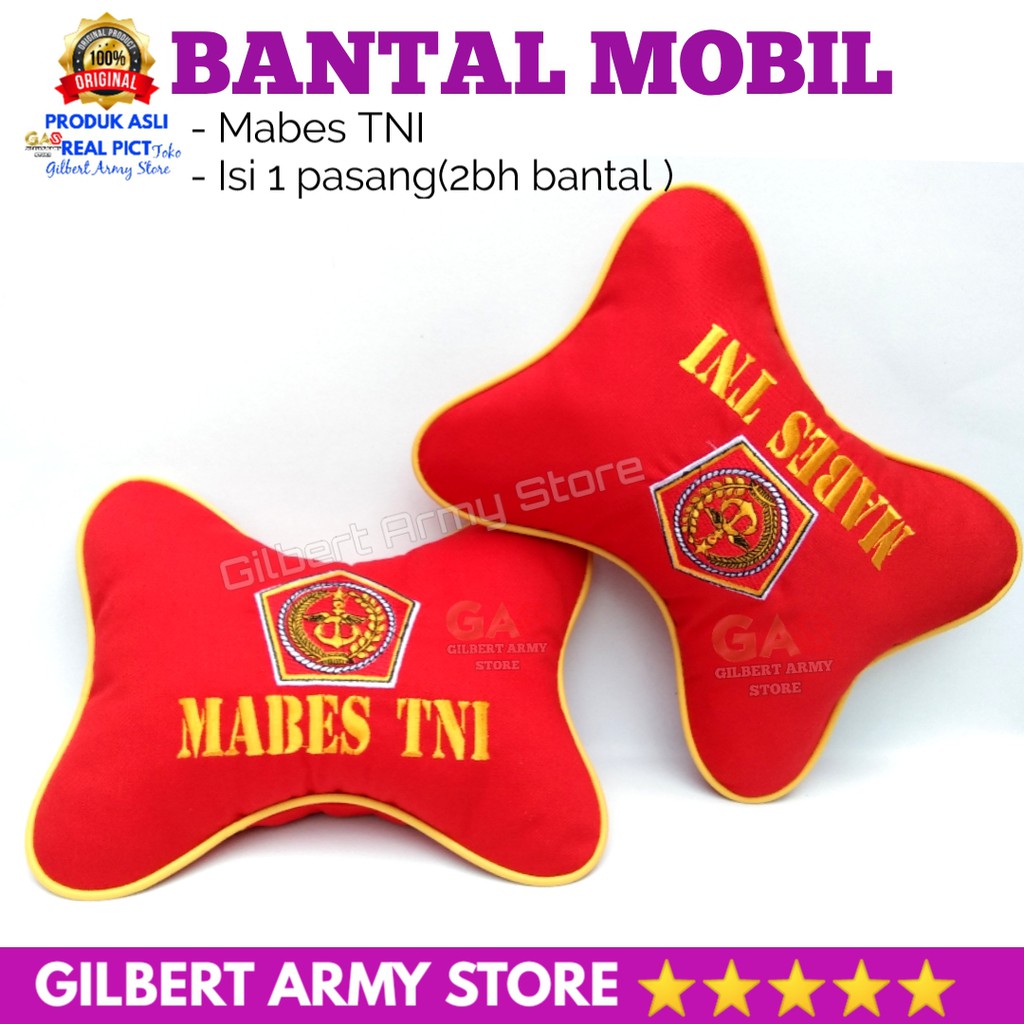 Bantal Mobil Mabes Tni Merah Gilbert army Store Sandaran Leher