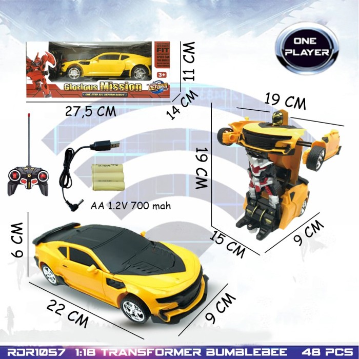 GROSIR RDR1005 RC Transformer Sedan Bumblebee Mainan Anak Mobil Robot R - RDR1057