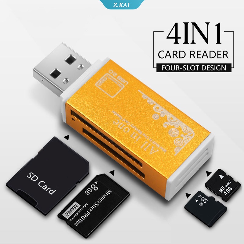 Card Reader 4 in 1 Untuk Memory Stick Pro Duo Micro SD / T-Flash