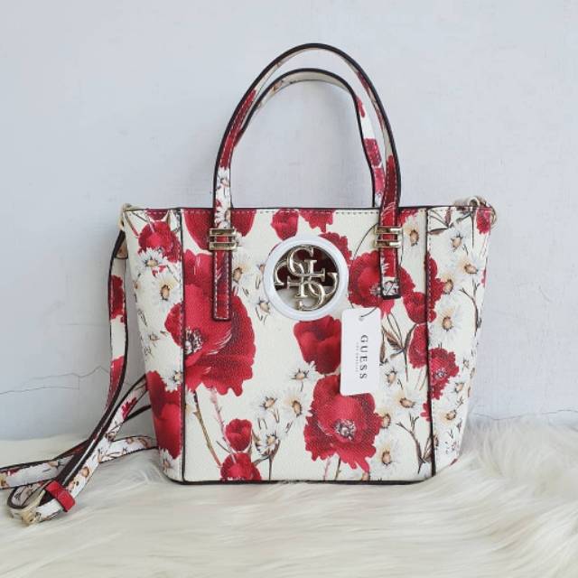 guess open road red flower bag
