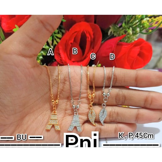 Kalung Dewasa Plus Liontin Permata Mewah gold silver (COD)