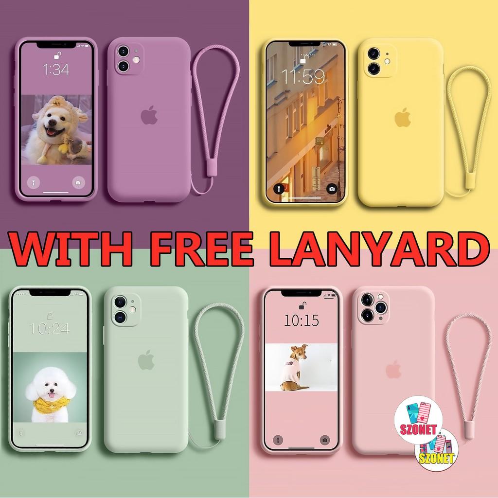 Free Lanyardiphone Case Iphone 11 Pro Max X Xr Xs Max Case Liquid Silicone Case With Free Gift Lanyard Shopee Indonesia