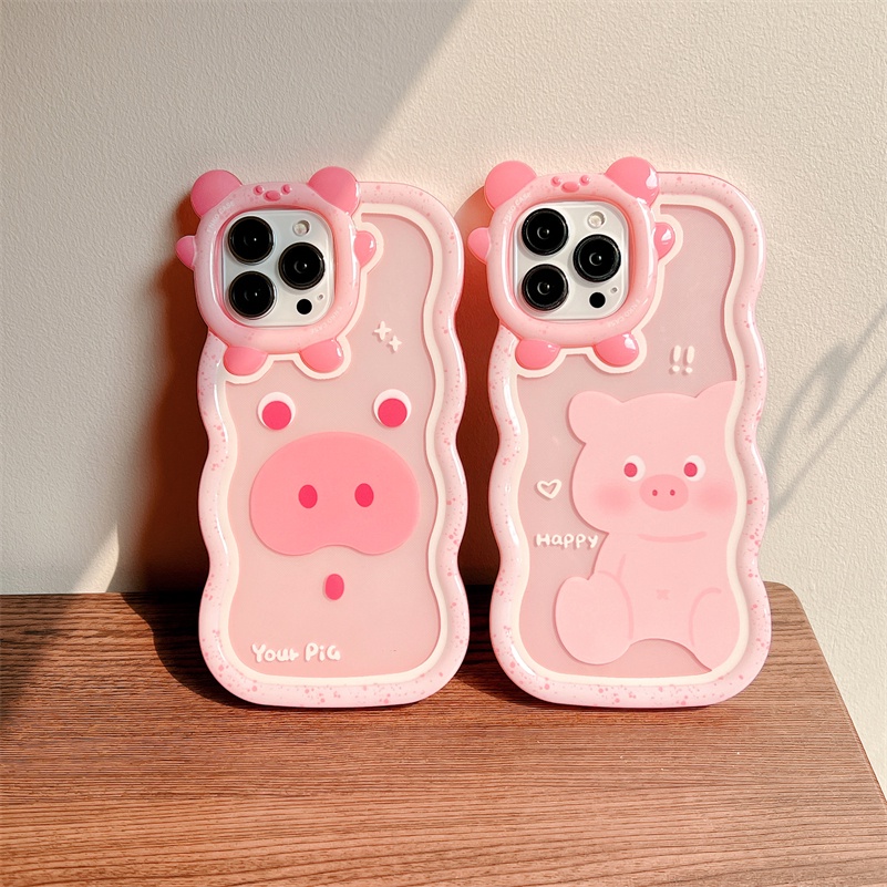 Soft Case Silikon TPU Transparan Motif Kartun Babi Pink Untuk iPhone 13 12 11 Pro Max X Xr Xs Max