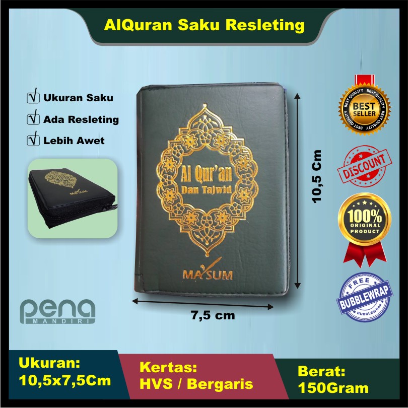 Alquran Mushaf Saku Al Quran Saku Resleting