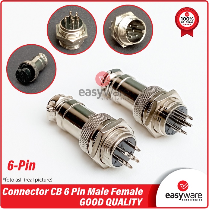 Set Jack Connector CB 6 Pin 6P 6Pin Set Socket CB 6 Pin Male Female