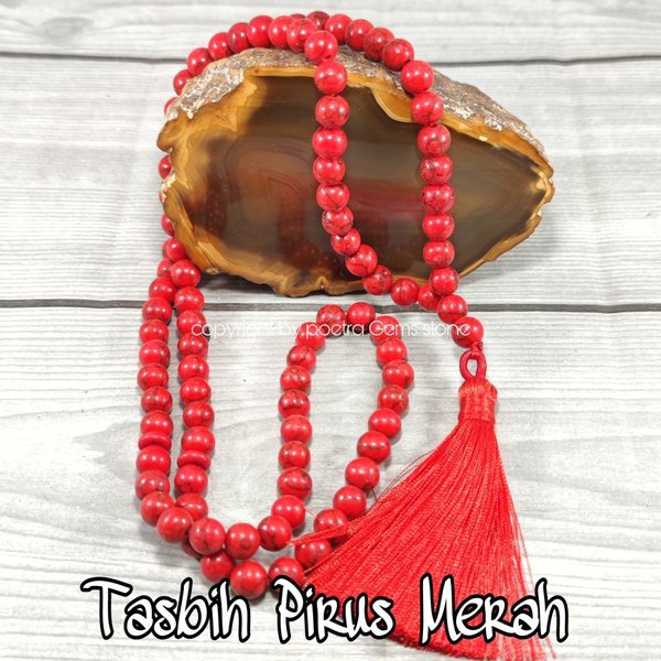 Tasbih Natural Batu Alam Pirus Merah Turquoise Original