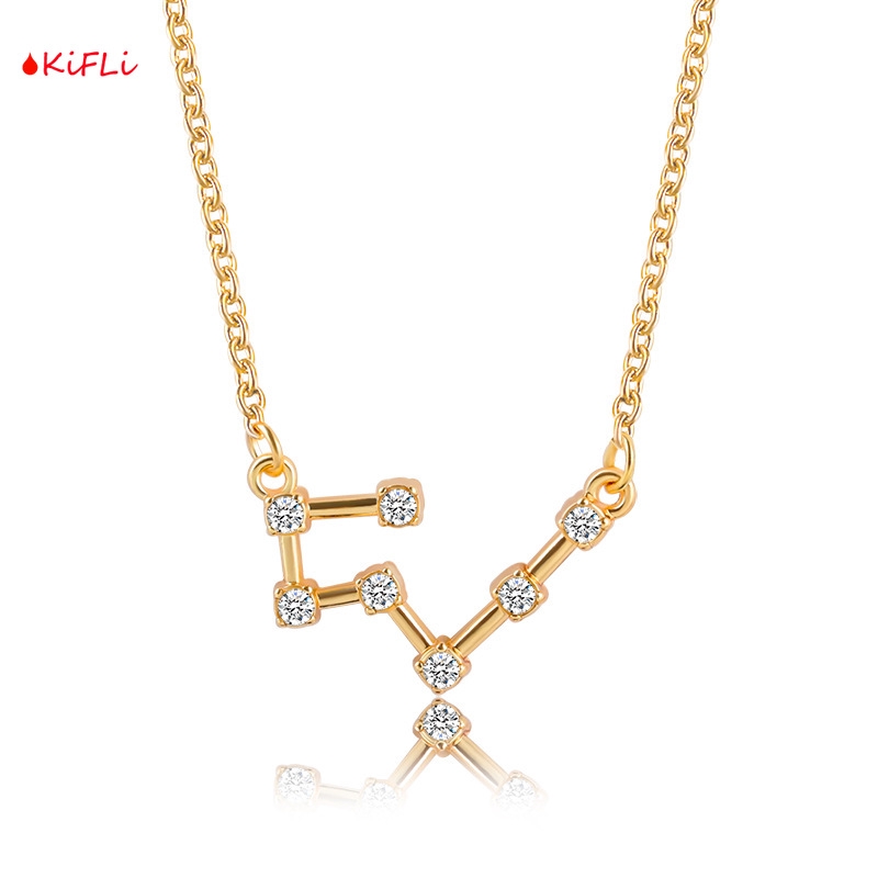 [Bayar Di Tempat],New 12 Constellation Kalung,Choker Dengan Liontin Bentuk Huruf,Dan Hiasan Berlian
