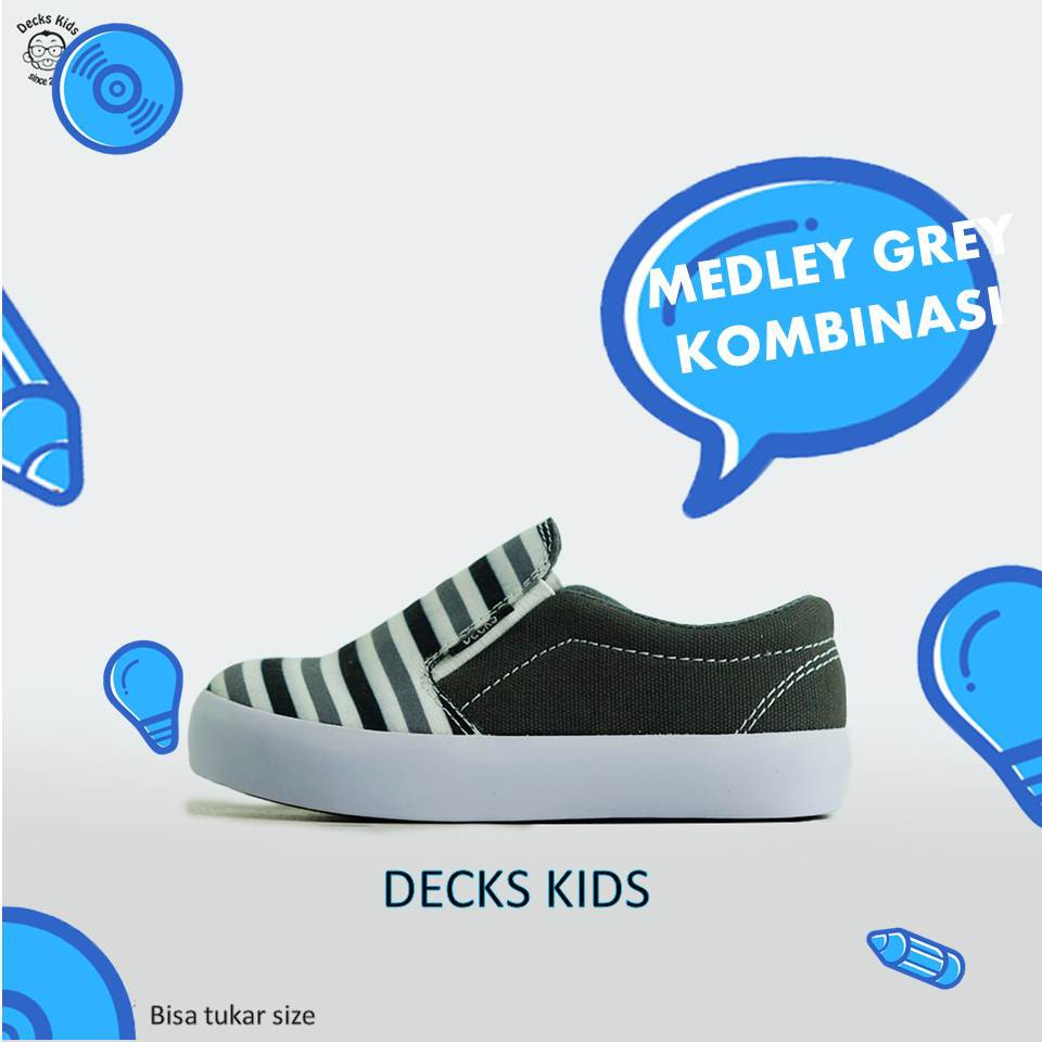 DECKS KIDS MEDLEY GREY KOMBINASI SEPATU ANAK BALITA LAKI DECKS KIDS MEDLEY GREY KOMBINASI SEPATU ANAK BALITA LAKI