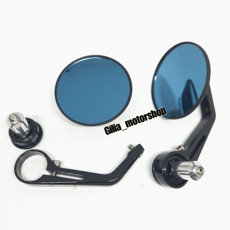 Spion Jalu Bulat Replika Rizoma Mirror Biru Bar End Spion Bar End Bulat Retro PCX Vespa Nmax Aerox