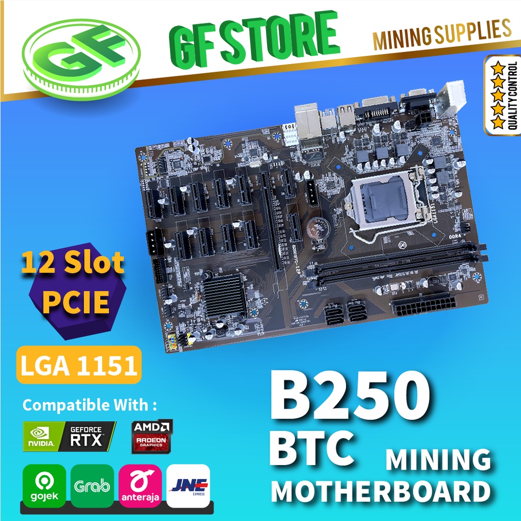Mining Motherboard B250 BTC ⚡- LGA 1151 - 12 GPU VGA Mining