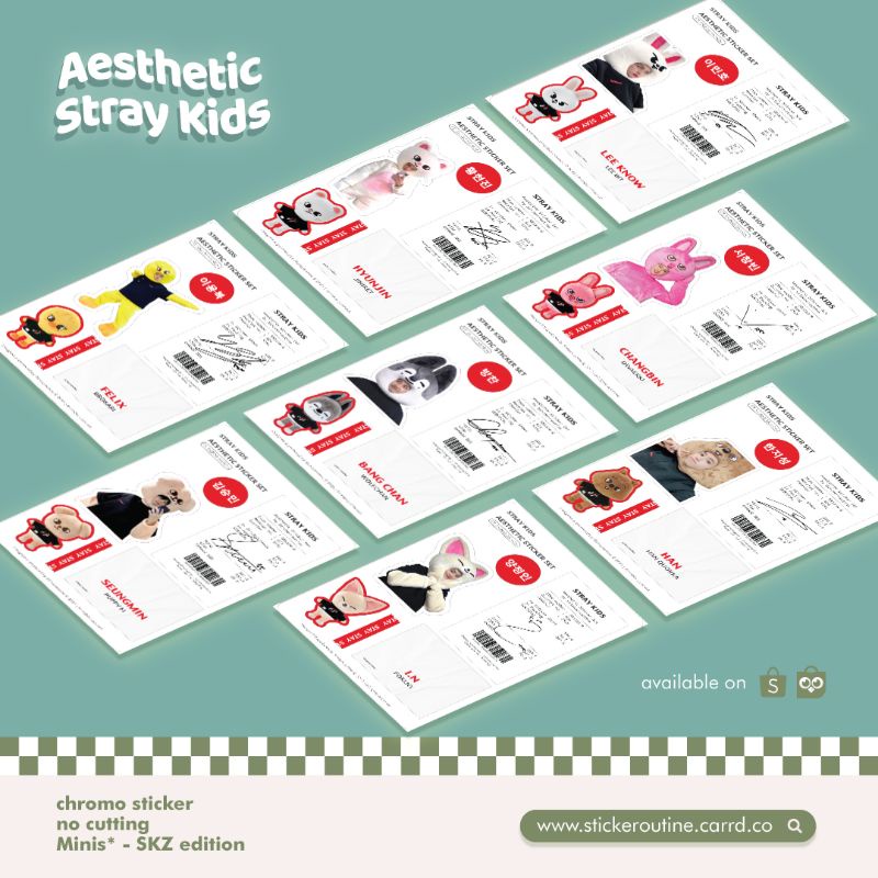 

Stray Kids Aesthetic Sticker Sheet Deco Sticker Receipt sticker (lebih lengkap!)