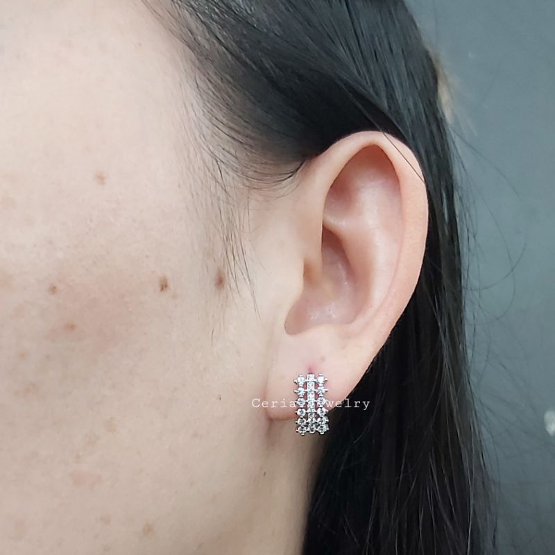 Anting Jepit Perak Asli Silver 925 Lapis Emas Model Listring Model Emas - Perhiasan Perak Wanita