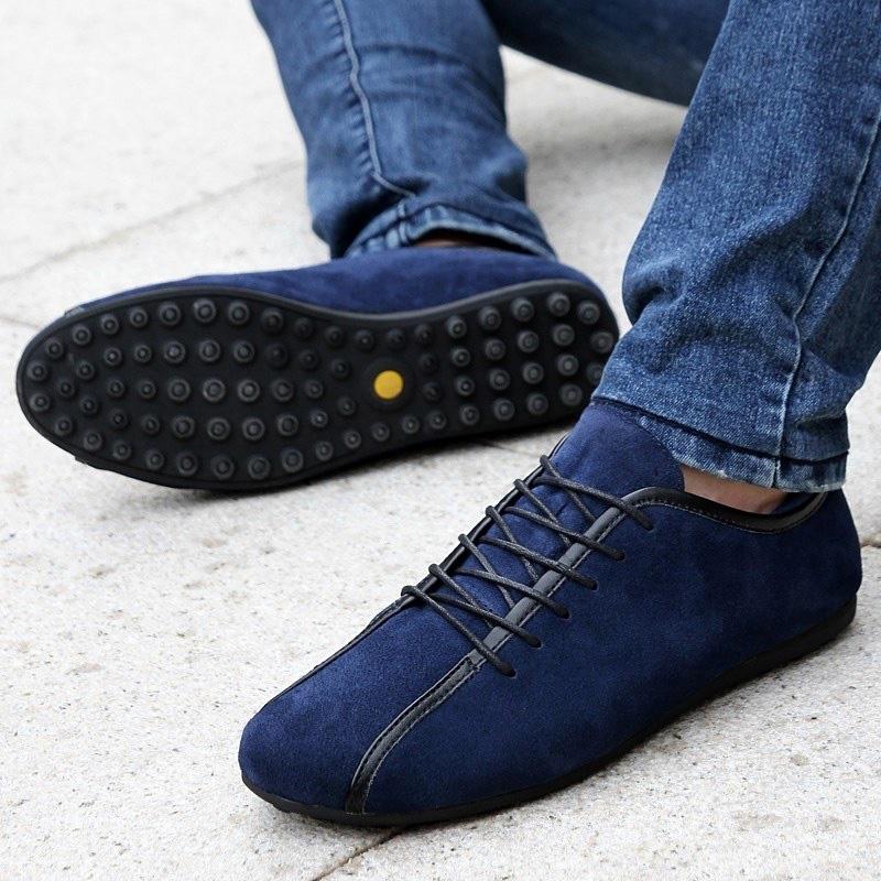 Sepatu Flat Pria Bahan Kulit Suede Asli Model Low Top Lace Sepatu Flat Pria Bahan Kulit Suede Asli Model Low Top Lace
