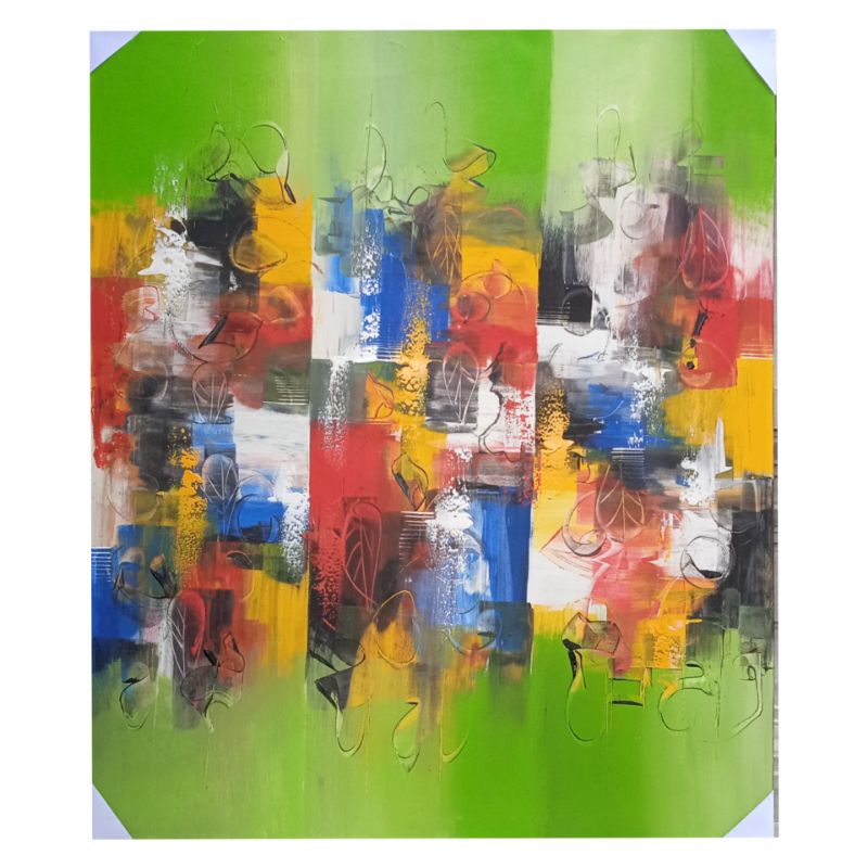 lukisan lembaran abstrak nuansa bali besar termurah