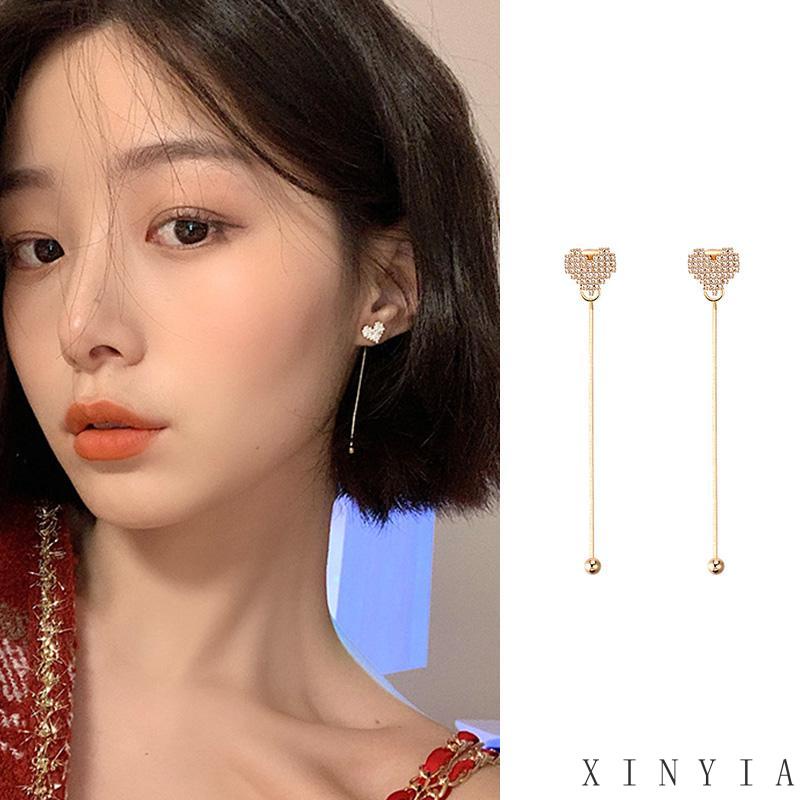 【Bayar di tempat】Aksesori fashion wanita versi Korea dari anting rumbai panjang bintang busur sederhana dan serbaguna