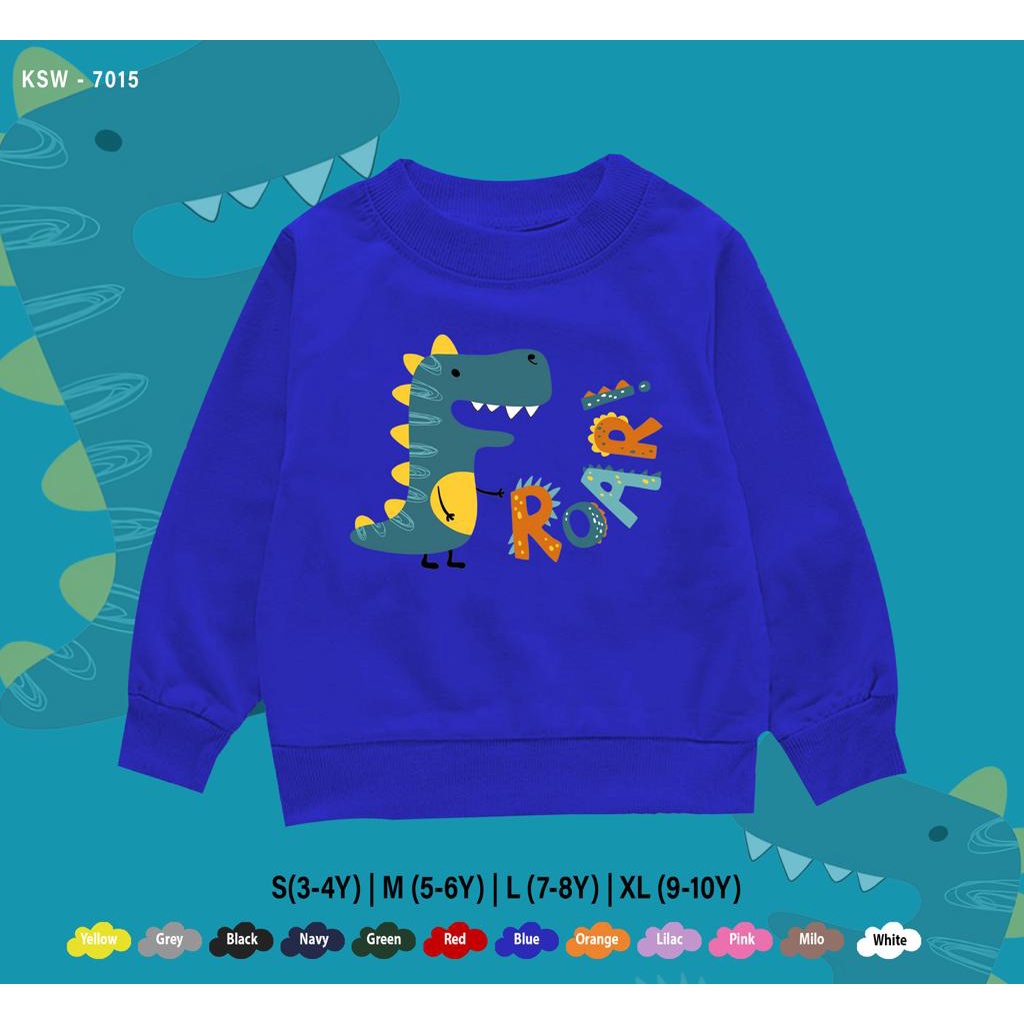 OUTFIT ANAK ANAK / BAJU SWEATER / SWEATER KIDS 1-10 TAHUN / DINO ROAR / REAL PICTURE / BEST SELLER