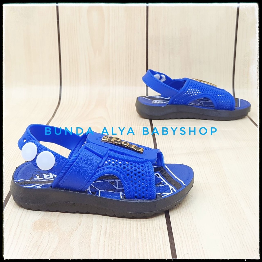 Sendal Anak Laki Laki 6 - 12 Bulan BIRU Alas Karet Model Tali Belakang - Sepatu Sandal Anak Cowok Karet Lentur Anti Licin